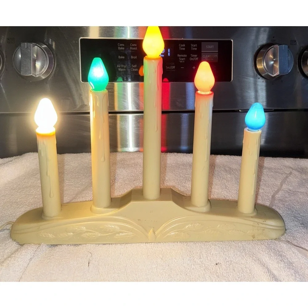 Vintage Christmas Candle 5 Light Candolier‎ Candelabra Electric